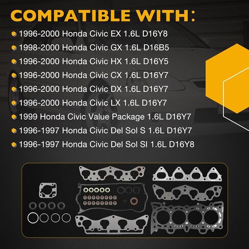 HS9915PT1 1.6L Cylinder Head Gasket Set Compatible with 1996-2000 Honda Civic GX Hx Cx Dx Lx EX Del Sol, MLS Head Gasket Kit Replaces# HS9915PT1-1 HS1400HBS in Saudi Arabia