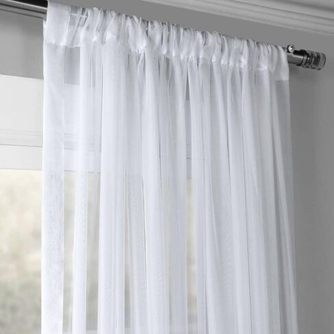 Extra Long White Sheer Curtain 120" Long with Rod Pocket - Voile Sheer Curtain in Saudi Arabia
