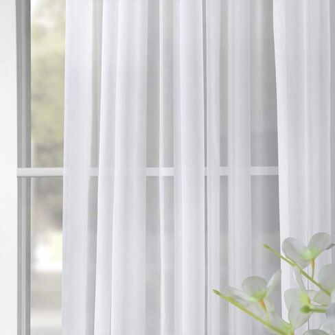 Extra Long White Sheer Curtain 120" Long with Rod Pocket - Voile Sheer Curtain in Saudi Arabia