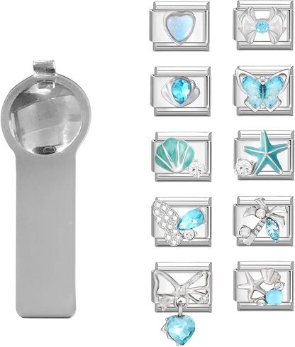 مجموعة السحر الإيطالي Papasgix - 10 مم*9 مم رابط سوار سحر إيطالي ، زهرة الكرز الحب الفراشة سحر DIY مع هدايا المجوهرات الأدوات in Kuwait