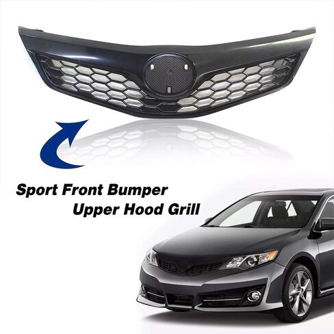 Bewild Front Bumper Upper Grille Black Hood Grill Fit for 2012 2013 2014 Toyota Camry SE XSE Black Camry Front Mesh Cover 5310106340C0, TO1200354 Factory Style in Saudi Arabia