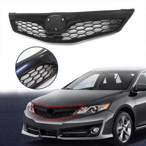 Bewild Front Bumper Upper Grille Black Hood Grill Fit for 2012 2013 2014 Toyota Camry SE XSE Black Camry Front Mesh Cover 5310106340C0, TO1200354 Factory Style in Saudi Arabia