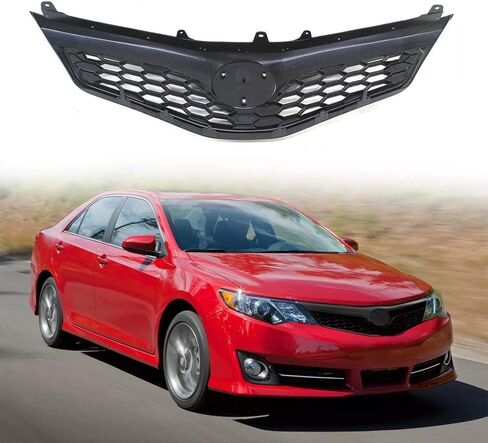 Bewild Front Bumper Upper Grille Black Hood Grill Fit for 2012 2013 2014 Toyota Camry SE XSE Black Camry Front Mesh Cover 5310106340C0, TO1200354 Factory Style in Saudi Arabia