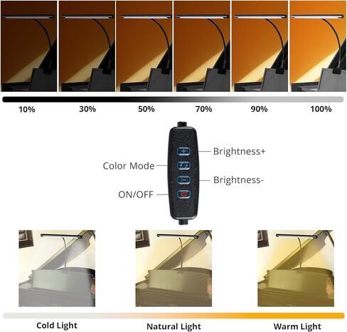 Computer Monitor Light Bar - LED Desktop/Home/Office Lamp - Rotatable Gravity Ball - Fits 0.3"-1.6" Thick Screens - 3 Color & 10 Brightness Levels in Saudi Arabia