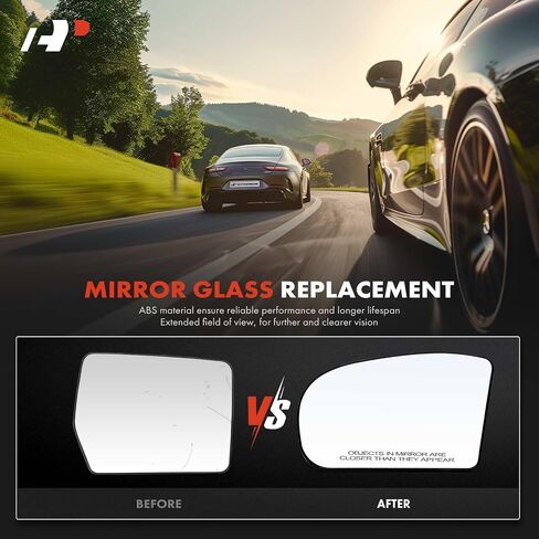 A-Premium Left Driver Side Heated Mirror Glass with Backing Plate - Compatible with Mercedes-Benz C230, C240, C280, C320, C350, C32 C55 E55 AMG, E320, E500 - Exterior Side View Flat Mirror in Saudi Arabia