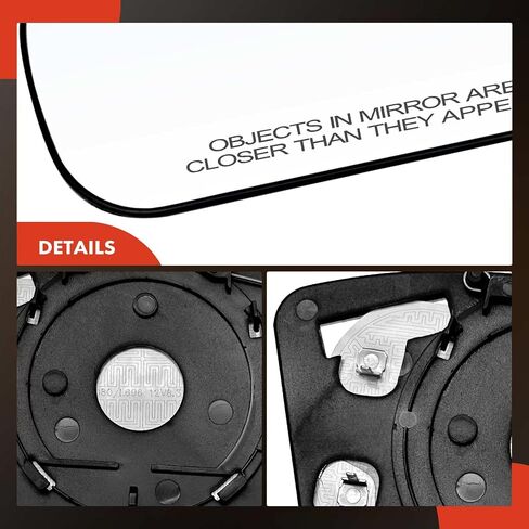 A-Premium Left Driver Side Heated Mirror Glass with Backing Plate - Compatible with Mercedes-Benz C230, C240, C280, C320, C350, C32 C55 E55 AMG, E320, E500 - Exterior Side View Flat Mirror in Saudi Arabia