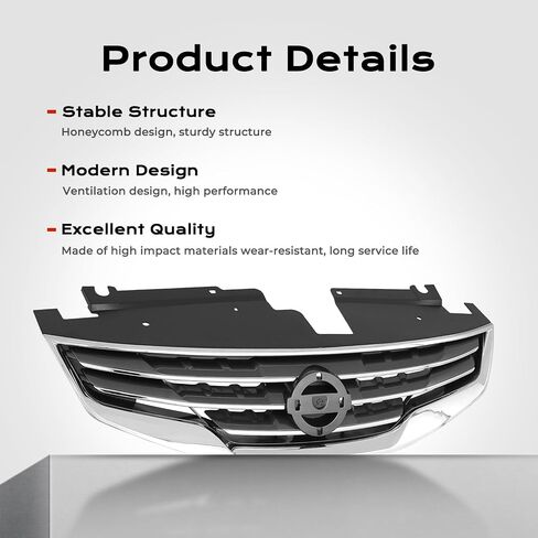 Karpal Grille Chrome Shell Black Insert متوافق مع 2010 2012 2012 Nissan Altima استبدال NI1200236 in Saudi Arabia