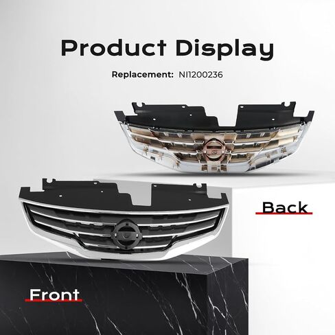 Karpal Grille Chrome Shell Black Insert متوافق مع 2010 2012 2012 Nissan Altima استبدال NI1200236 in Saudi Arabia