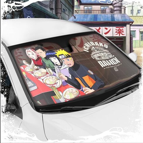 Naruto Shippuden Officially Licensed Windshield Sun Shade - Car Sun Shade Fits Most Autos, Trucks, SUV, & Van - Akatsuki Naruto Merch & Anime Accessories for Cars - Sunshade Car Windshield - 57" x 27" in Saudi Arabia