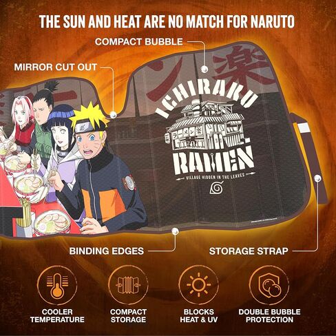 Naruto Shippuden Officially Licensed Windshield Sun Shade - Car Sun Shade Fits Most Autos, Trucks, SUV, & Van - Akatsuki Naruto Merch & Anime Accessories for Cars - Sunshade Car Windshield - 57" x 27" in Saudi Arabia