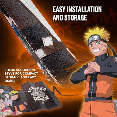 Naruto Shippuden Officially Licensed Windshield Sun Shade - Car Sun Shade Fits Most Autos, Trucks, SUV, & Van - Akatsuki Naruto Merch & Anime Accessories for Cars - Sunshade Car Windshield - 57" x 27" in Saudi Arabia