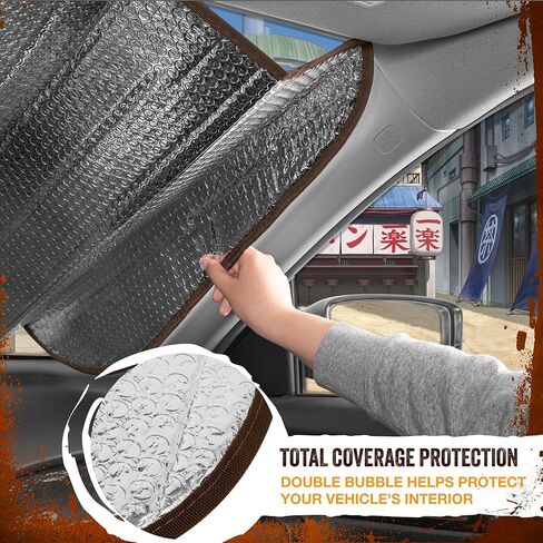 Naruto Shippuden Officially Licensed Windshield Sun Shade - Car Sun Shade Fits Most Autos, Trucks, SUV, & Van - Akatsuki Naruto Merch & Anime Accessories for Cars - Sunshade Car Windshield - 57" x 27" in Saudi Arabia