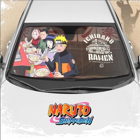 Naruto Shippuden Officially Licensed Windshield Sun Shade - Car Sun Shade Fits Most Autos, Trucks, SUV, & Van - Akatsuki Naruto Merch & Anime Accessories for Cars - Sunshade Car Windshield - 57" x 27" in Saudi Arabia