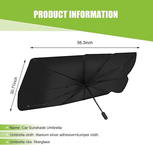 Auto Front Windshield Sun Shade Umbrella, Windshield Sun Shade Umbrella for Car Vinyl Coating, Foldable Car Umbrella Sunshade with UV Block Protection (NO Opening Design) in Saudi Arabia