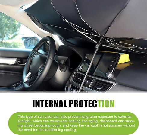 Auto Front Windshield Sun Shade Umbrella, Windshield Sun Shade Umbrella for Car Vinyl Coating, Foldable Car Umbrella Sunshade with UV Block Protection (NO Opening Design) in Saudi Arabia