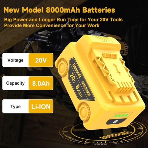 Bonacell 2Pack 7000mAh Lithium Replacement for Dewalt 20V Battery Compatible with Dewalt 20 Volt MAX Battery DCB206 DCB204 DCB200 DCB180 DCB181 DCD/DCF/DCG Series with 2Pack Battery Holder in Kuwait