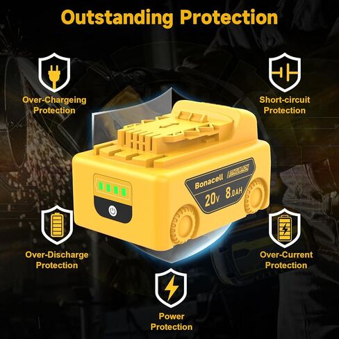 Bonacell 2Pack 7000mAh Lithium Replacement for Dewalt 20V Battery Compatible with Dewalt 20 Volt MAX Battery DCB206 DCB204 DCB200 DCB180 DCB181 DCD/DCF/DCG Series with 2Pack Battery Holder in Kuwait