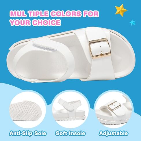 XTJSCBDSH Girls Sandals With Back Strap Adjustable Buckle Comfort Boys Water Sandals for Kids Lightweight Non-Slip Sole Children's Soft Slide Sandal Walking Open Toes Summer Flat Shoes in Kuwait