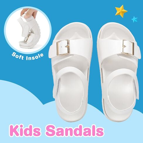 XTJSCBDSH Girls Sandals With Back Strap Adjustable Buckle Comfort Boys Water Sandals for Kids Lightweight Non-Slip Sole Children's Soft Slide Sandal Walking Open Toes Summer Flat Shoes in Kuwait