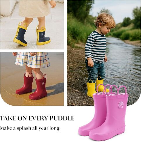 أحذية مطاطية مطاطية مقاومة للماء من Stelle Kids Foots للفتيات والفتيان ، ومقابض سهلة ، ومطاط طبيعي متين in Kuwait