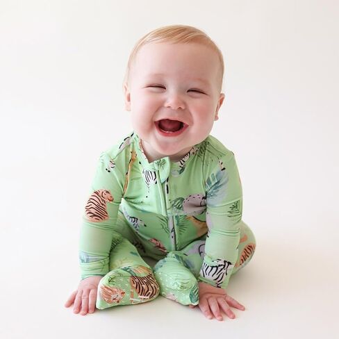 Posh Peanut Convertible Baby Sleepers - Footless Baby Pajamas with 2 Way Zipper for Easy Diaper Changes (Newborn/0-3 Months) Safari Animals in Kuwait