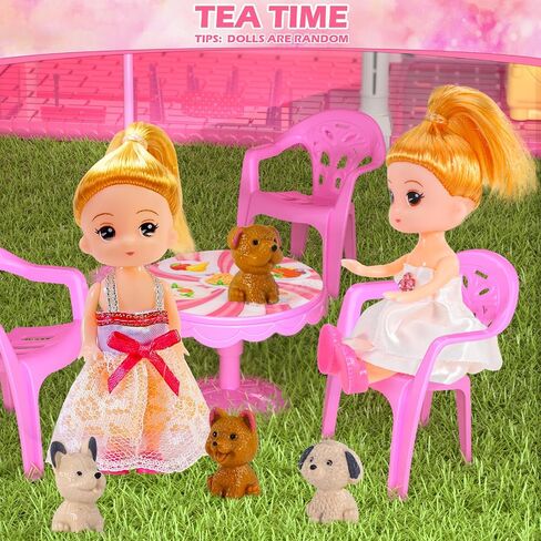 Dollhouses, Dreamhome Furniture Pink Girl Toys, 2 Stories 3 Rooms Dollshouse with 2 Princesses Slide Accessories, Toddler Playhouse Gift for for 3 4 5 6 7 8 9 10 Year Old Girls Toys in Saudi Arabia
