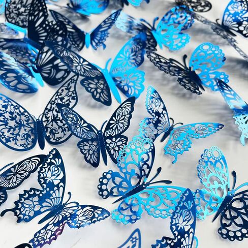 72PCS Silver Butterfly Wall Sticker Decal 3D Metallic Art Butterfly Mural Decoration DIY Flying Stickers for Kids Bedroom Home Party Cake Nursery Classroom Offices Décor (Silver) in Saudi Arabia