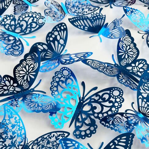 72PCS Silver Butterfly Wall Sticker Decal 3D Metallic Art Butterfly Mural Decoration DIY Flying Stickers for Kids Bedroom Home Party Cake Nursery Classroom Offices Décor (Silver) in Saudi Arabia