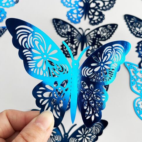 72PCS Silver Butterfly Wall Sticker Decal 3D Metallic Art Butterfly Mural Decoration DIY Flying Stickers for Kids Bedroom Home Party Cake Nursery Classroom Offices Décor (Silver) in Saudi Arabia