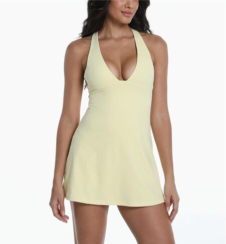 Womens Tennis Dress Built in Shorts Athletic Golf Active Workout Dress with Pockets in Kuwait