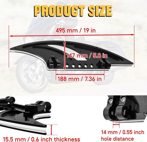 لوحات ركاب دراجة نارية واسعة | الأوتاد الأمامية للأقدام الخلفية في Harley Touring Road King و Road Glide و Street Glide و Electra Glide و Sportster و Dyna و Chrome و Batwing Style in Kuwait