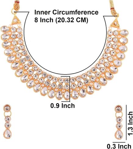 Efulgenz Crystal Choker Indian Jewelry Sets for Women Cubic Zirconia CZ Crystal Choker Necklace Drop Dangle Earrings Set Bollywood Wedding Jewellery in Saudi Arabia