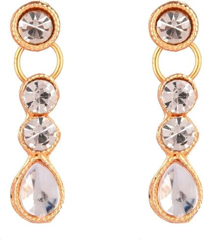 Efulgenz Crystal Choker Indian Jewelry Sets for Women Cubic Zirconia CZ Crystal Choker Necklace Drop Dangle Earrings Set Bollywood Wedding Jewellery in Saudi Arabia