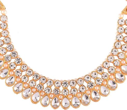Efulgenz Crystal Choker Indian Jewelry Sets for Women Cubic Zirconia CZ Crystal Choker Necklace Drop Dangle Earrings Set Bollywood Wedding Jewellery in Saudi Arabia