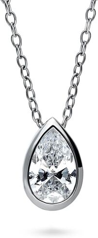 Berricle Sterling Silver Solitaire oozel مجموعة الكمثرى قطع الزركونيا CZ CZ قلادة وأقراط مجموعة للنساء ، مطلي روديوم in Saudi Arabia