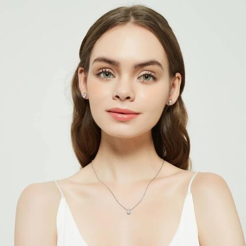 Berricle Sterling Silver Solitaire oozel مجموعة الكمثرى قطع الزركونيا CZ CZ قلادة وأقراط مجموعة للنساء ، مطلي روديوم in Saudi Arabia