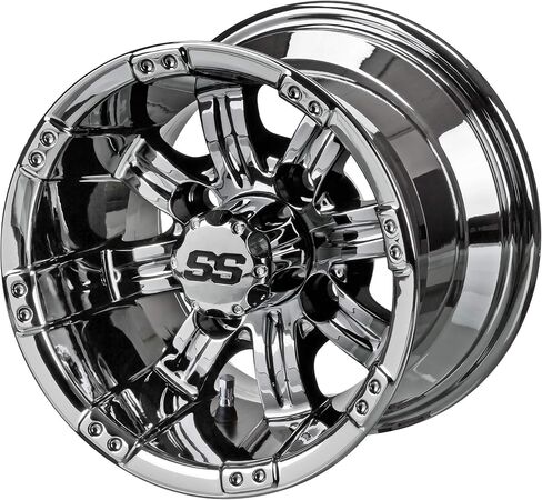 RM Cart - 10" Casino Black/Machined on 20x10-10 Black Trail II (Set of 4), Fits Yamaha carts, Golf Cart Tires and Wheels Combo, Can be Used on Lawn Mowers and ATV's in Saudi Arabia