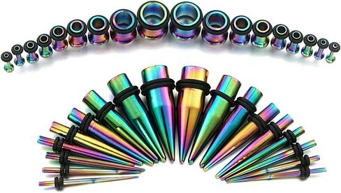 36 PCS طقم تمديد الأذن ، 14G -00G مقاييس الأذن مجموعات نفقات TAPERS تقسّم الجفن زرع الفولاذ من الصلب والمقاطع - مجوهرات ثقب جسم العيينة in Saudi Arabia
