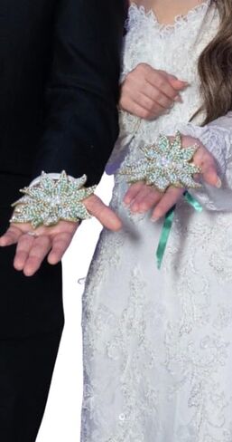 Henna Night Hand Wrap khena pech for Afghan Persian Weddings - Bridal and Groom Hand Covering for Traditional Henna Ceremony (2 hand wraps) (Green) in Kuwait
