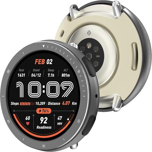 [2 في 1] علبة Bearddo Metal لـ Amazfit Active 2 Smart Watch 44 ملم ، إطار مصنوع من الفولاذ المقاوم للصدأ والغطاء الخلفي TPU مع إكسسوارات القماش التنظيف ، حالة وقائية مقاومة للصدمات الوعرة لـ Active 2 Dark Gray in Kuwait