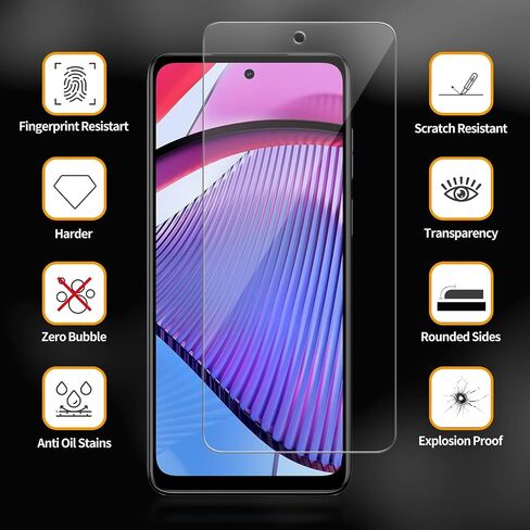 3 Pack for Motorola Moto G 5G (2024) / XT2417 Tempered Glass Screen Protector, Scratch-Proof, Bubble-Free,HD Transparent, 9H Hardness,Bubble Free,Case Friendly in Saudi Arabia
