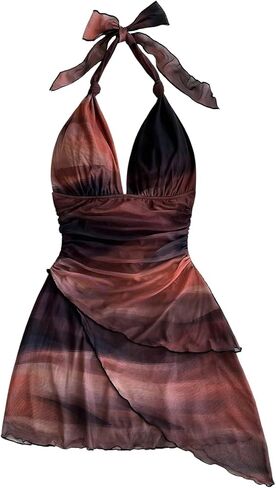 Verdusa Women's Plus Size Dresses Cocktail Halter Ombre Backless Layered Asymmetrical Dress in Saudi Arabia