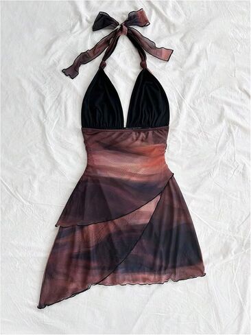 Verdusa Women's Plus Size Dresses Cocktail Halter Ombre Backless Layered Asymmetrical Dress in Saudi Arabia
