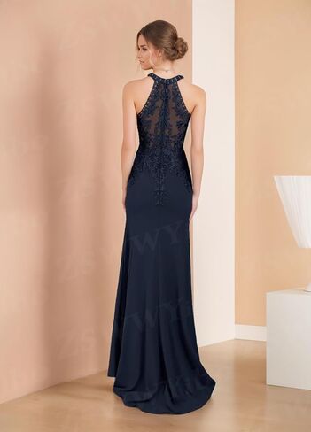 ZSWWYibo Lace Mother of The Bride Dress Mermaid Halter Floor-Length Party Prom Dresses with Sequins Beading in Saudi Arabia