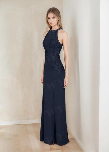 ZSWWYibo Lace Mother of The Bride Dress Mermaid Halter Floor-Length Party Prom Dresses with Sequins Beading in Saudi Arabia