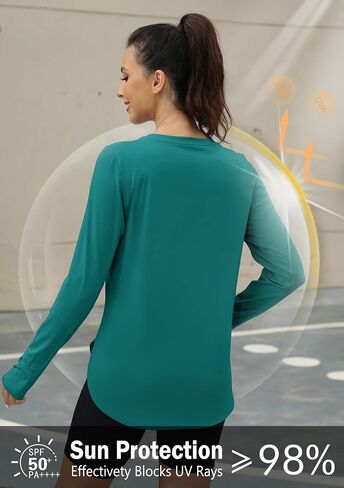 KevaMolly Workout Tops for Women Long Sleeve UPF 50+ UV Protection Sun Shirt Lightweight Quick Dry Rash Guard Hiking Shirts in Saudi Arabia
