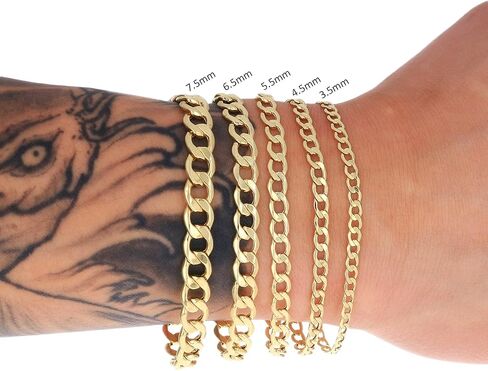Nuragold 10k Real Yellow Gold Cuban Curb Link 6mm Chain Bracelet (7"-9") Italian Jewelry for Men & Women in Kuwait