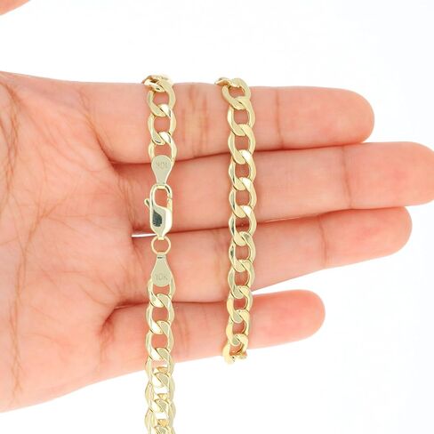 Nuragold 10k Real Yellow Gold Cuban Curb Link 6mm Chain Bracelet (7"-9") Italian Jewelry for Men & Women in Kuwait