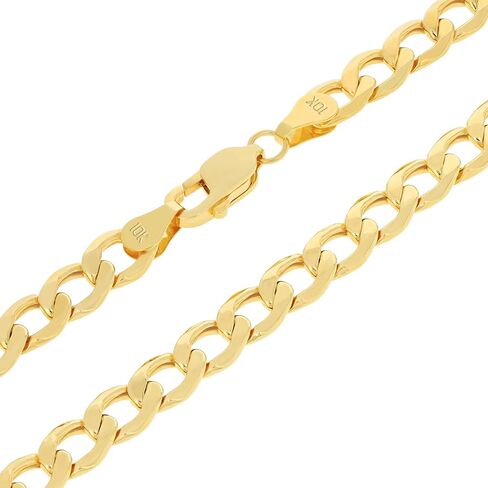 Nuragold 10k Real Yellow Gold Cuban Curb Link 6mm Chain Bracelet (7"-9") Italian Jewelry for Men & Women in Kuwait