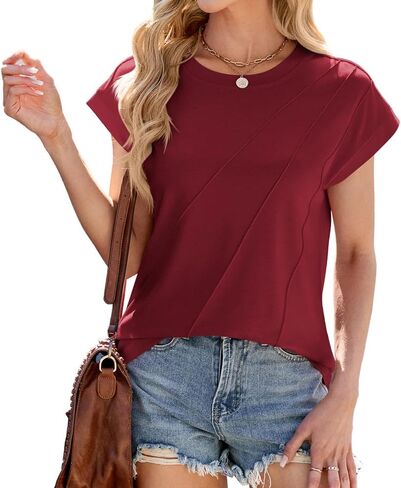 Summer t Shirts for Women Tee Women's Short Sleeve Tops Womens Tops Dressy Casual Top 2025 Blouses Shirt Women's Clothing in Kuwait